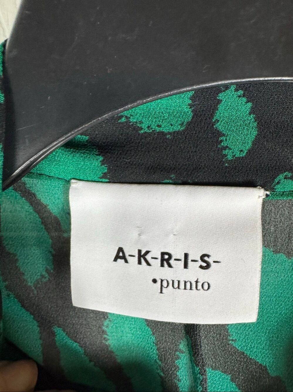 Akris Punto Womens Green and Black Animal Print Chiffon Midi Dress Size 4 - Picture 2 of 5